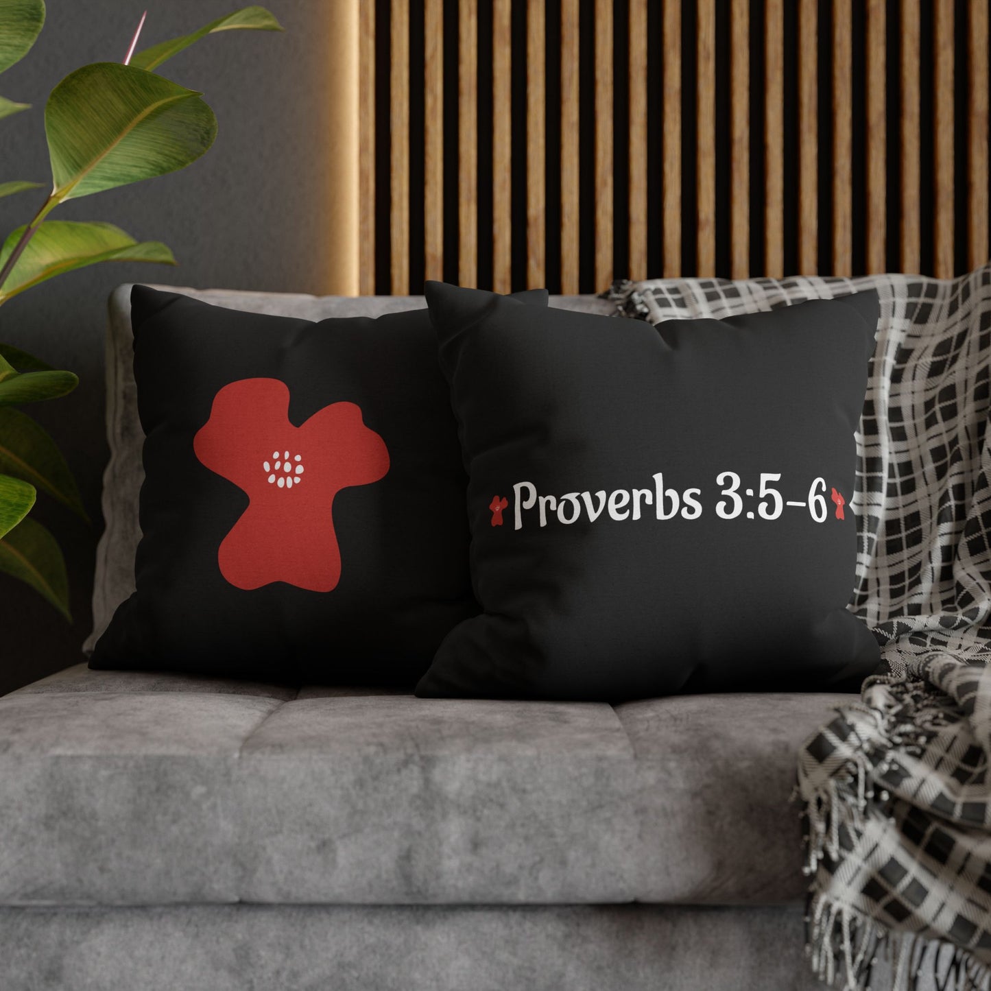 Charming Black Poppy Pillowcase (Proverbs 3:5-6)