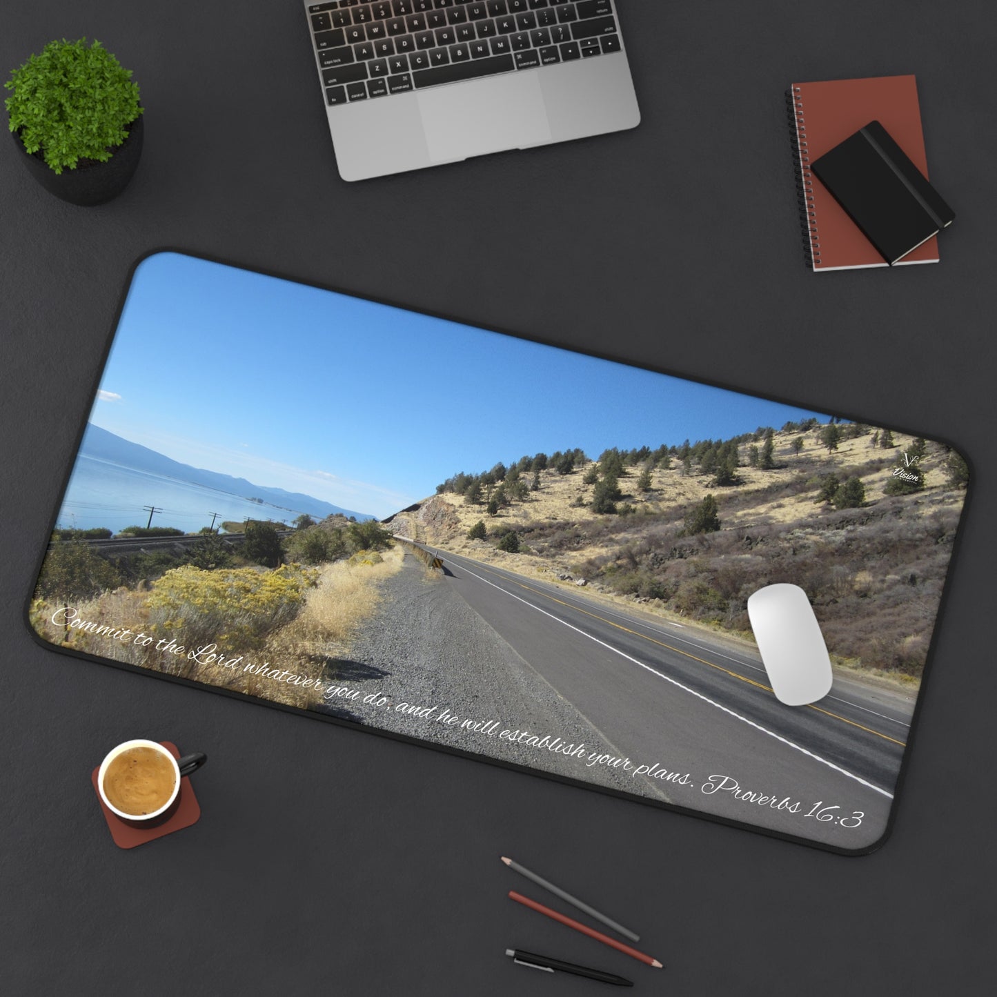 Scenic Highway Desk Mat (Proverbs 16:3)