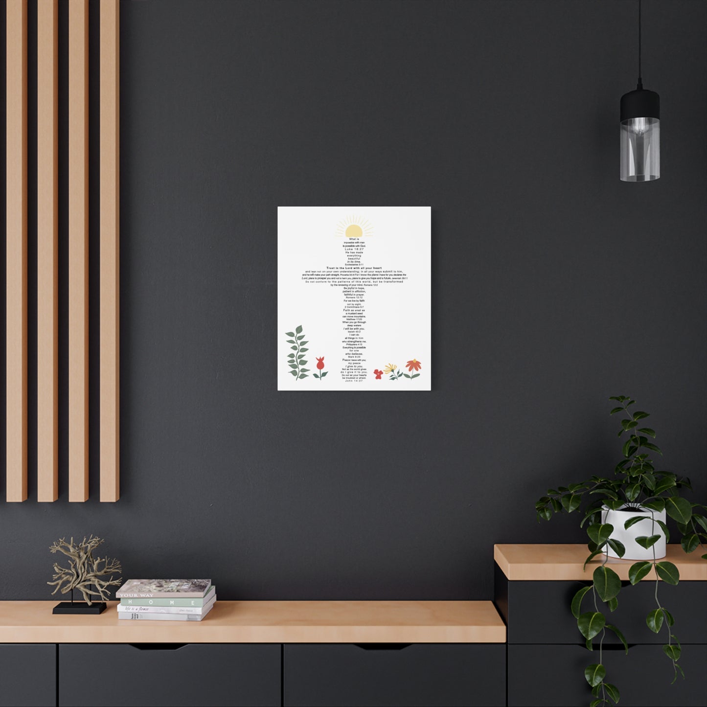The Challenge Cross - Unframed Canvas Wall Art (floral)