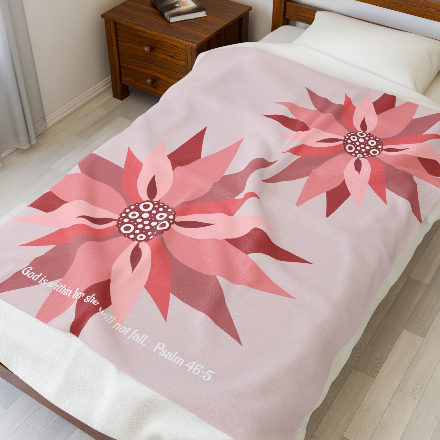 Cozy Pinwheel Petal Plush Blanket (Psalm 46:5)