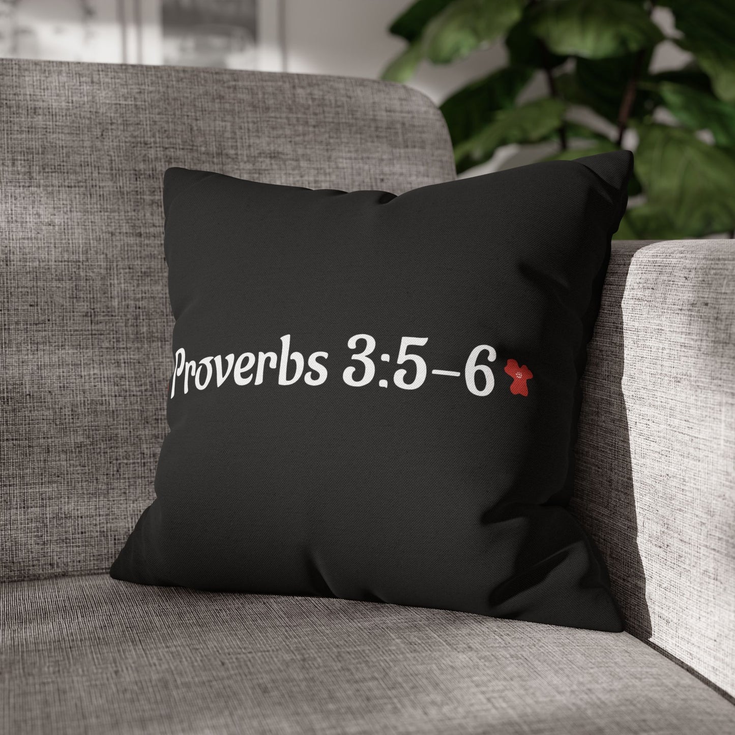 Charming Black Poppy Pillowcase (Proverbs 3:5-6)
