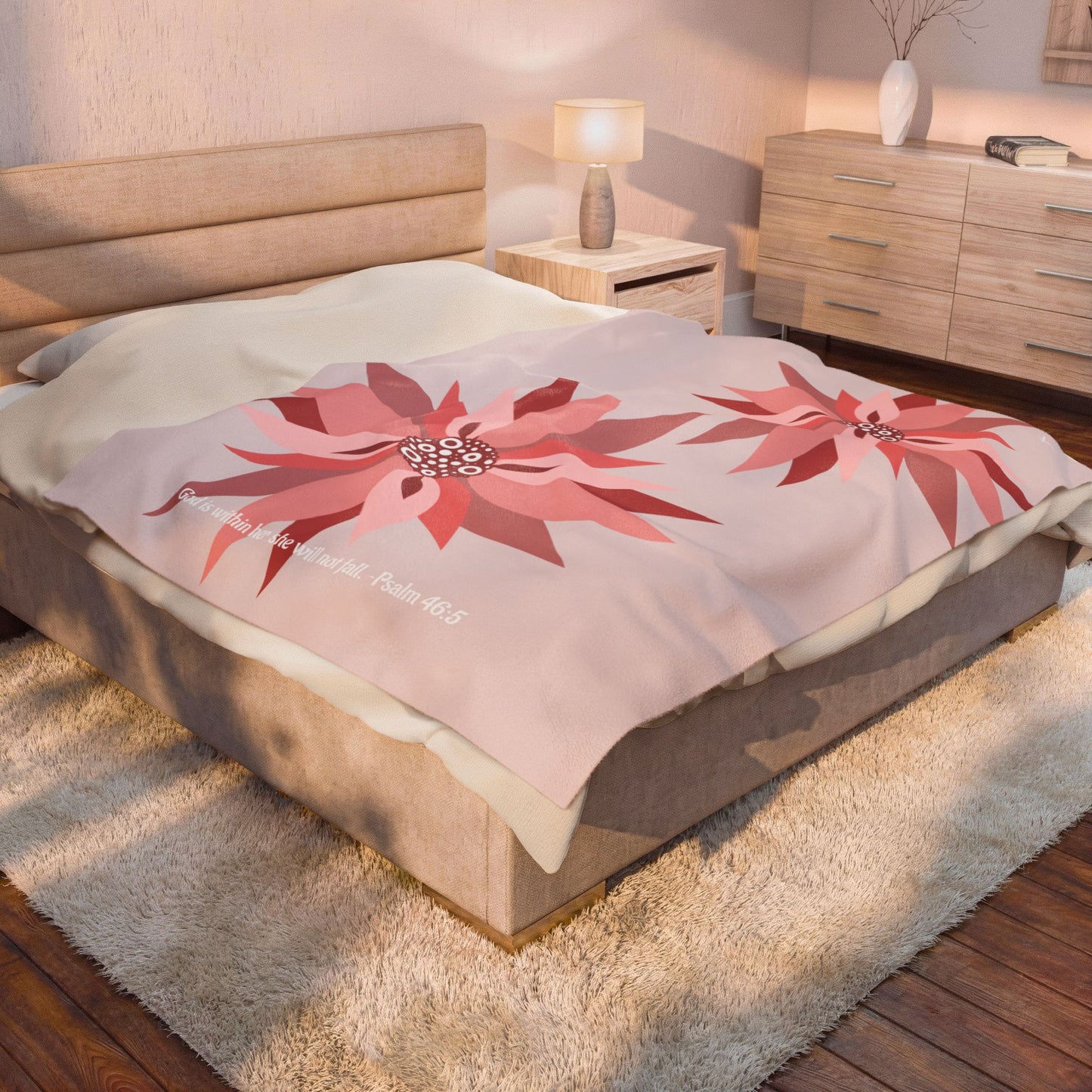 Cozy Pinwheel Petal Plush Blanket (Psalm 46:5)