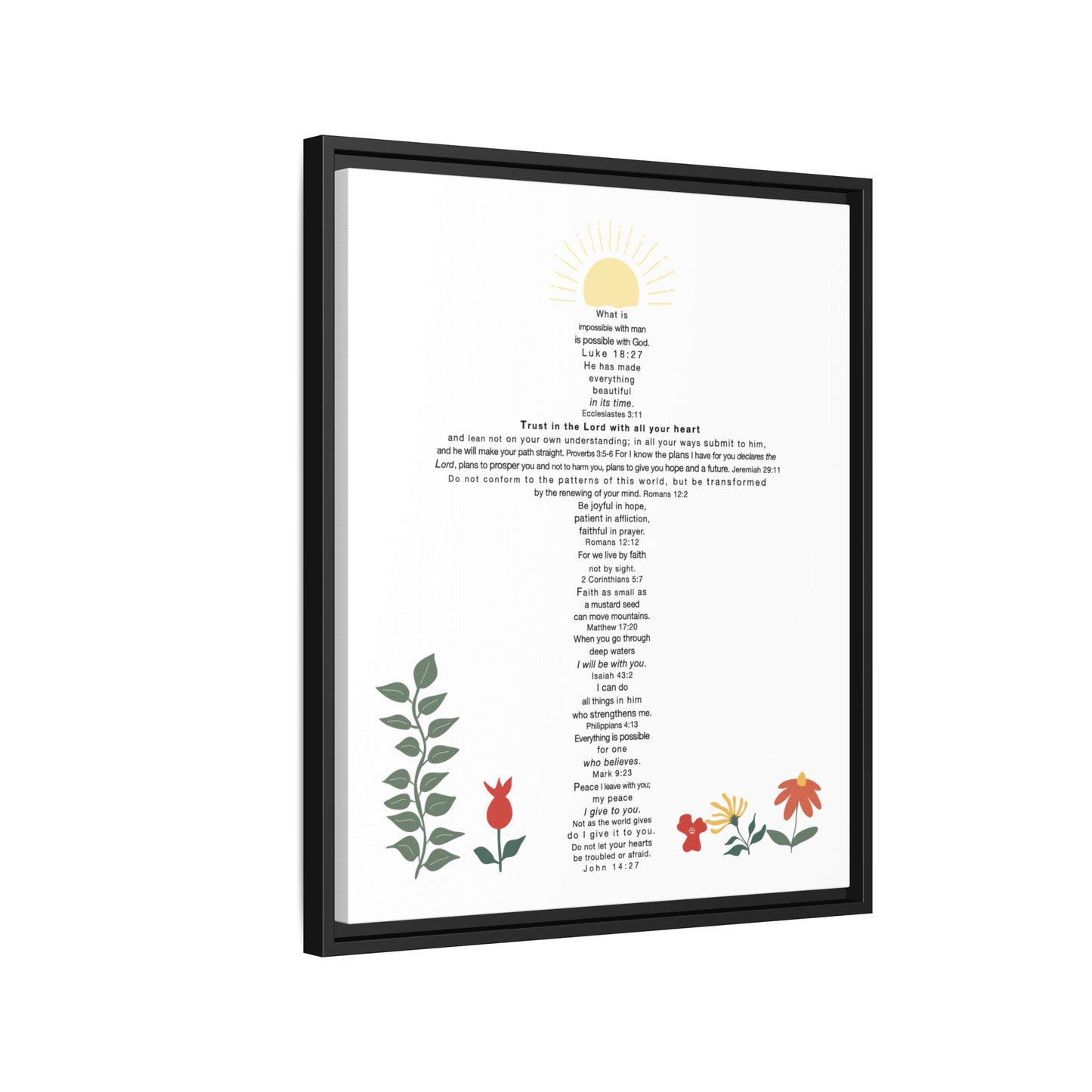 The Challenge Cross - Framed Canvas Wall Art (floral)