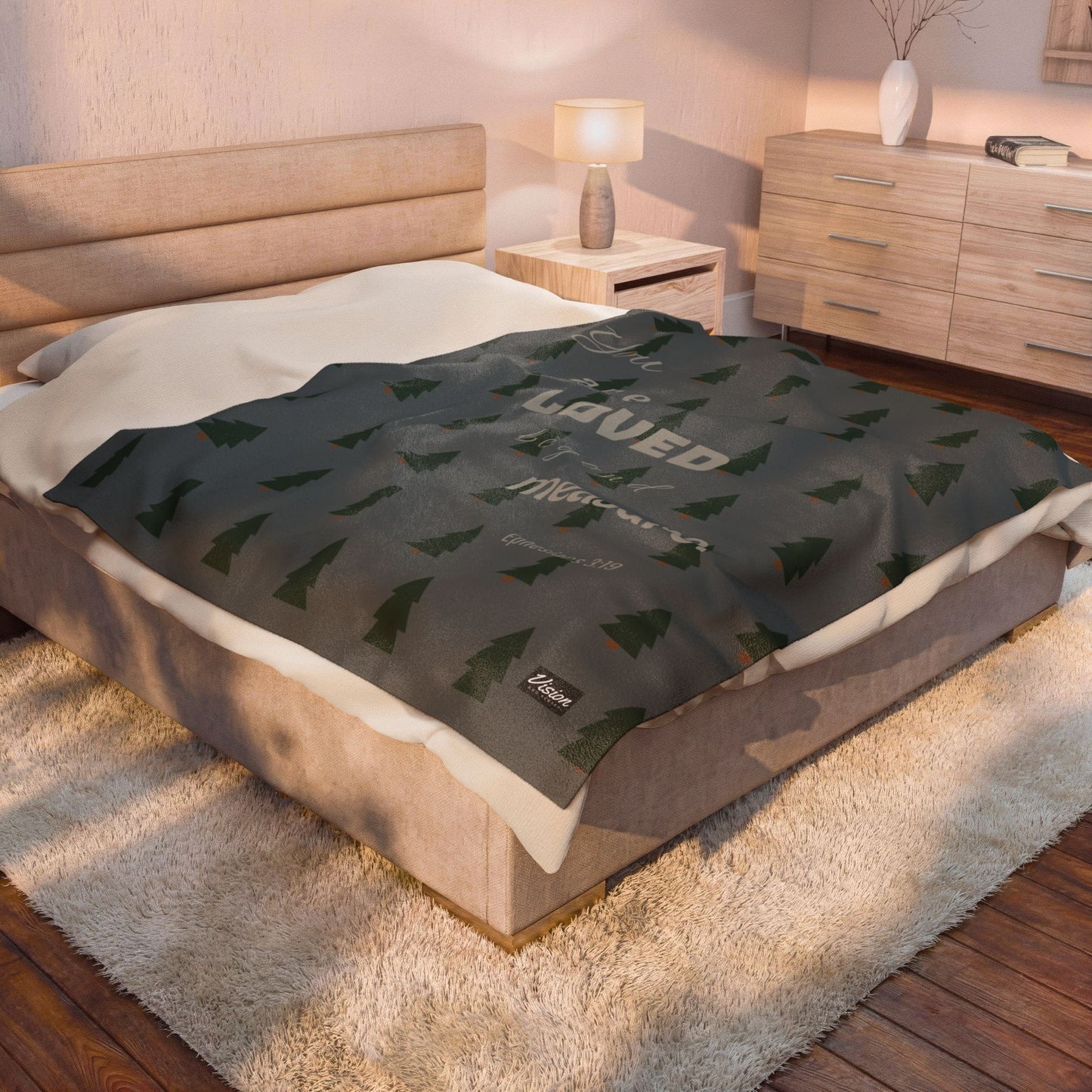 Cozy Forest Plush Blanket (Ephesians 3:19)