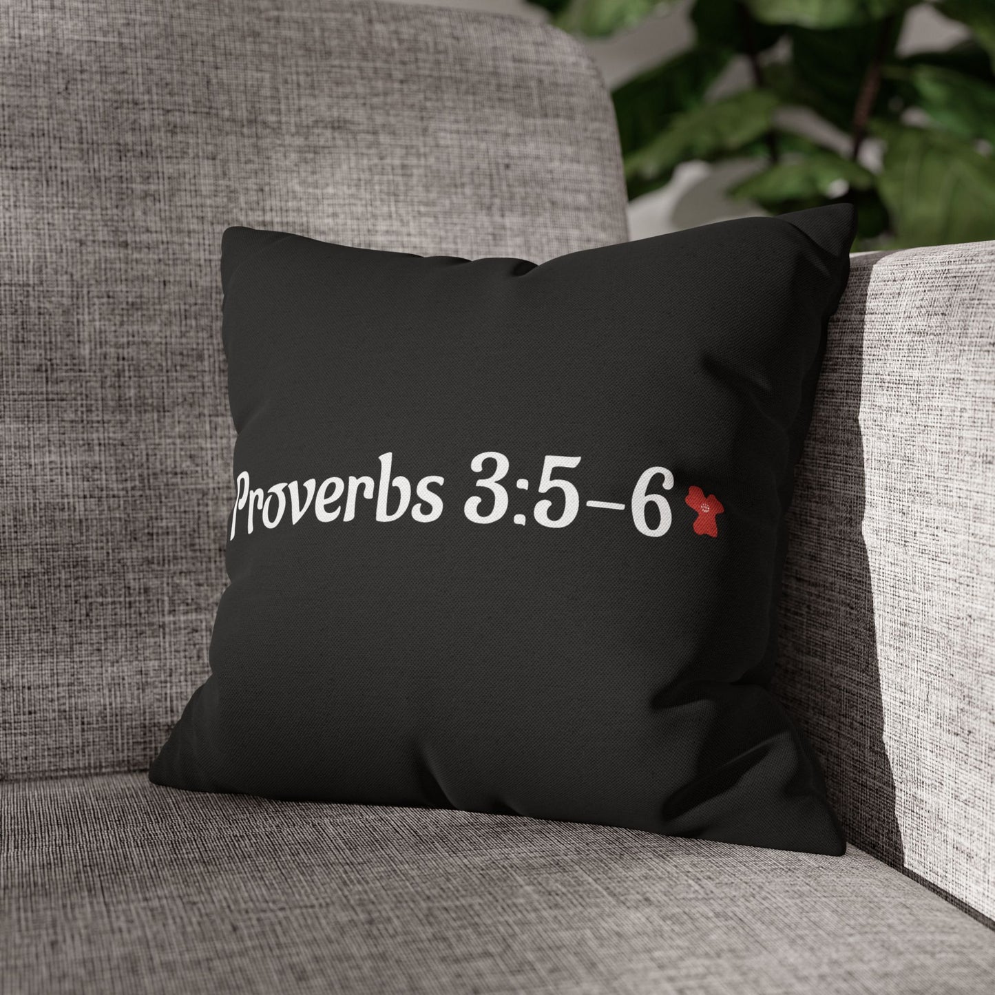 Charming Black Poppy Pillowcase (Proverbs 3:5-6)