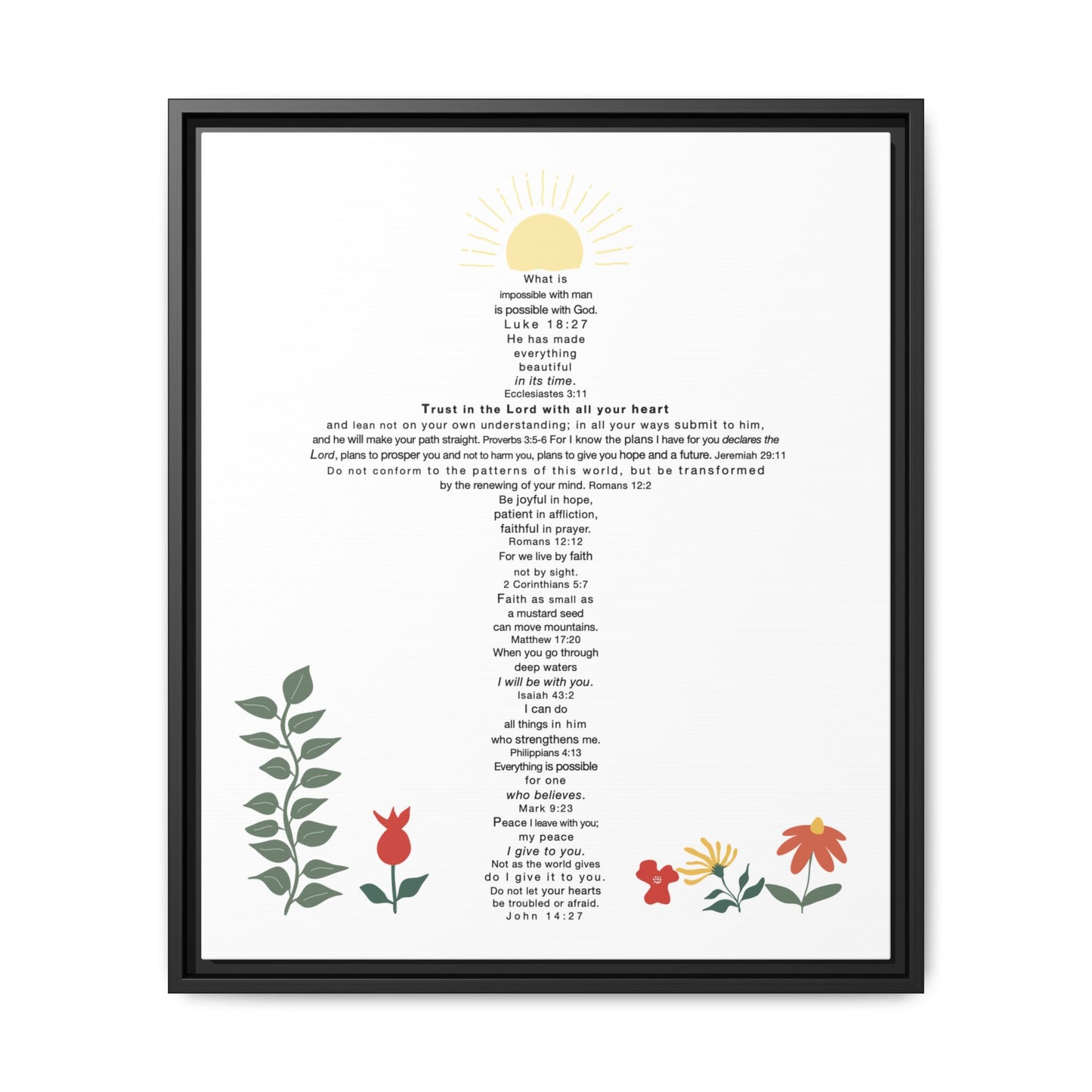 The Challenge Cross - Framed Canvas Wall Art (floral)