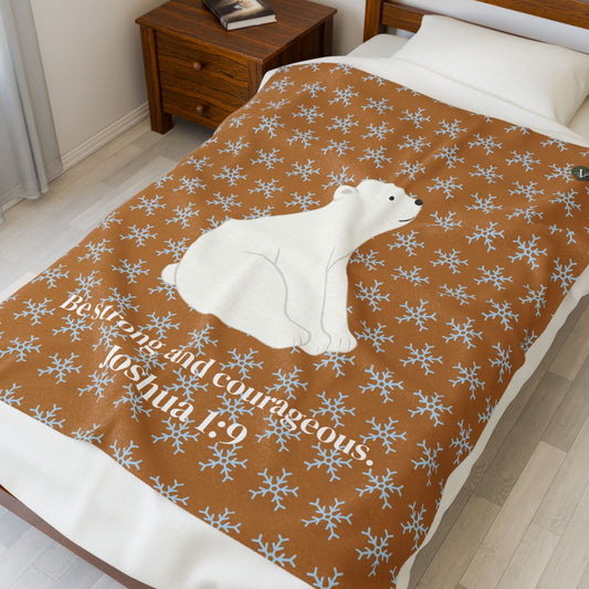 Cozy Polar Plush Blanket (Joshua 1:9)
