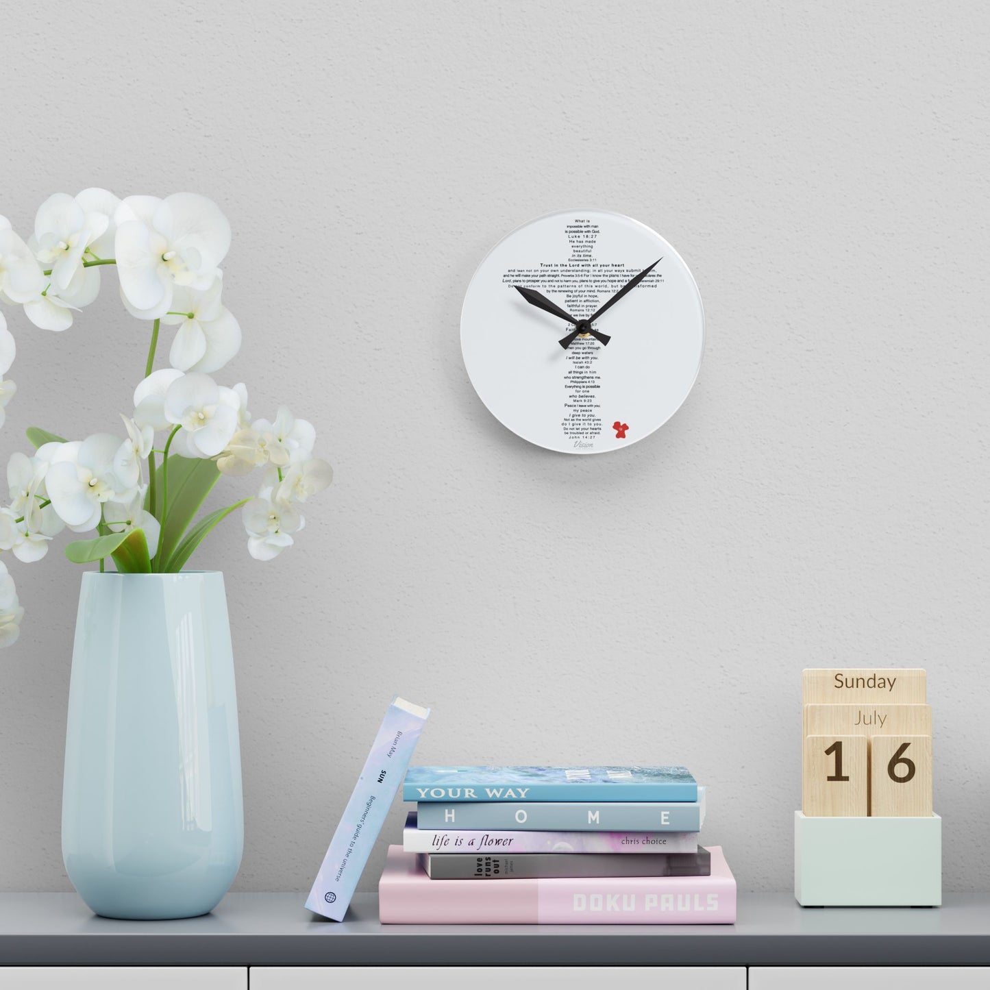 The Challenge Cross - Acrylic Wall Clock (poppy)