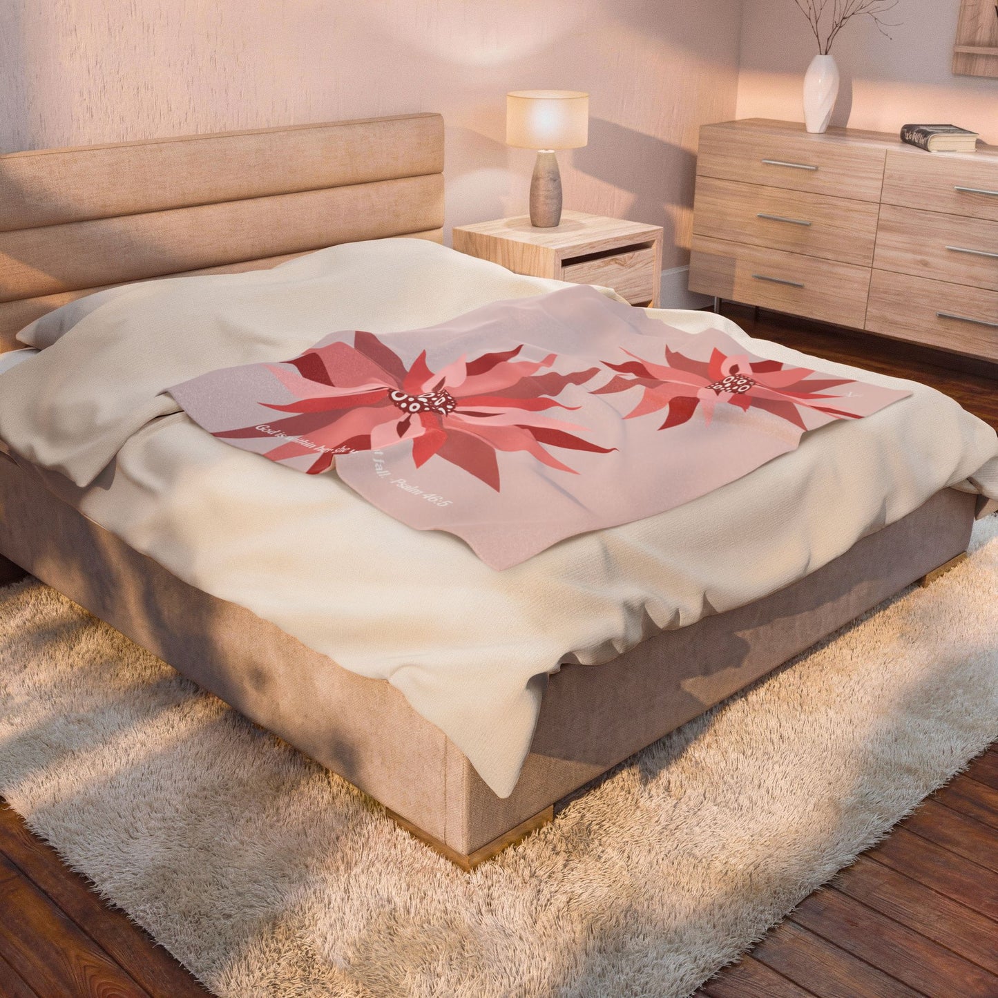 Cozy Pinwheel Petal Plush Blanket (Psalm 46:5)
