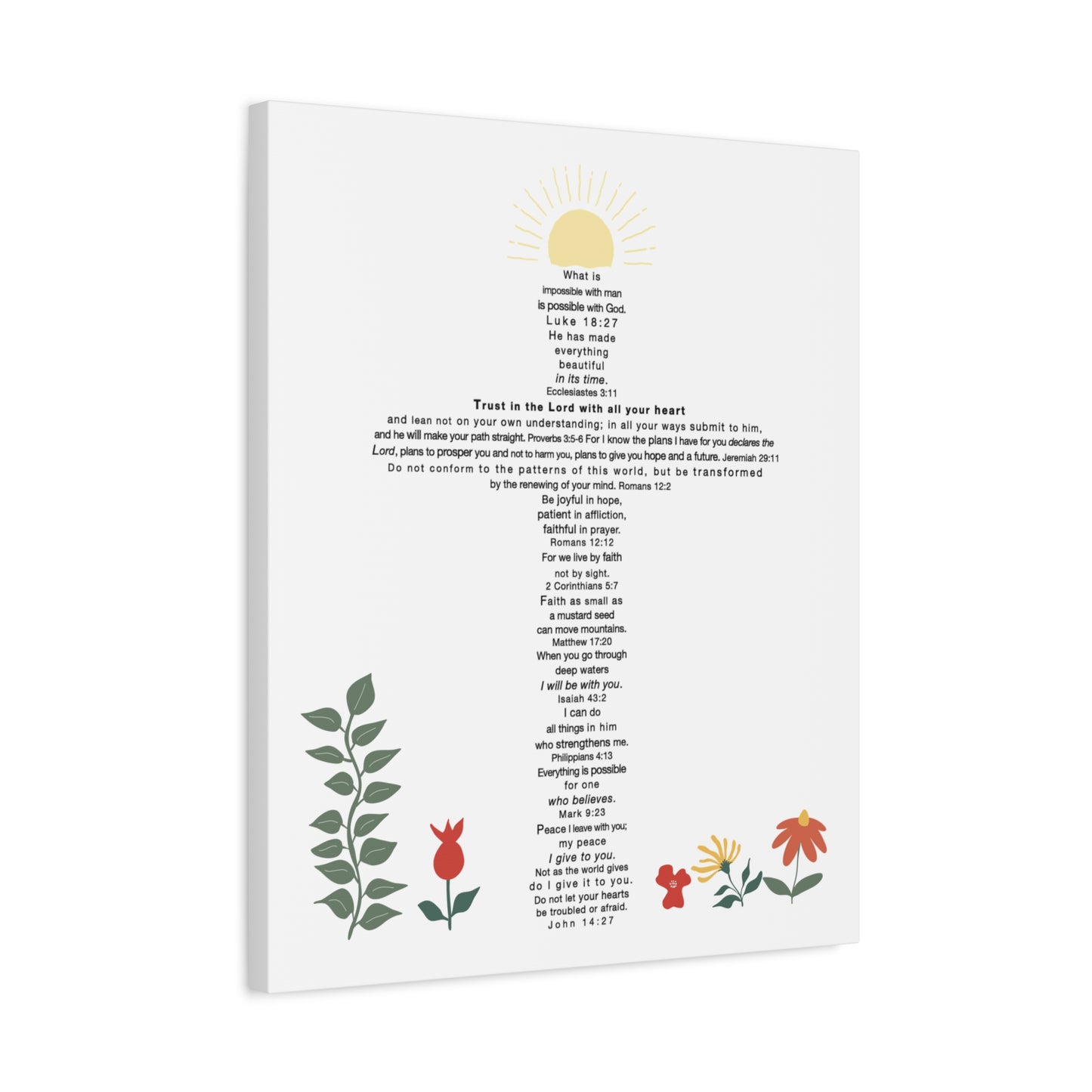 The Challenge Cross - Unframed Canvas Wall Art (floral)