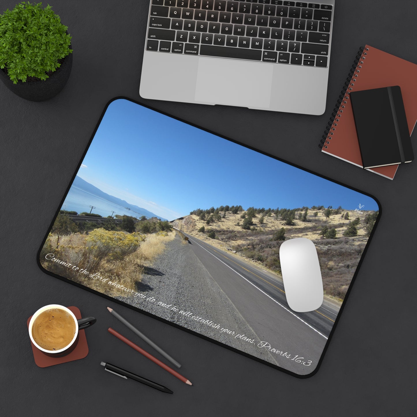 Scenic Highway Desk Mat (Proverbs 16:3)