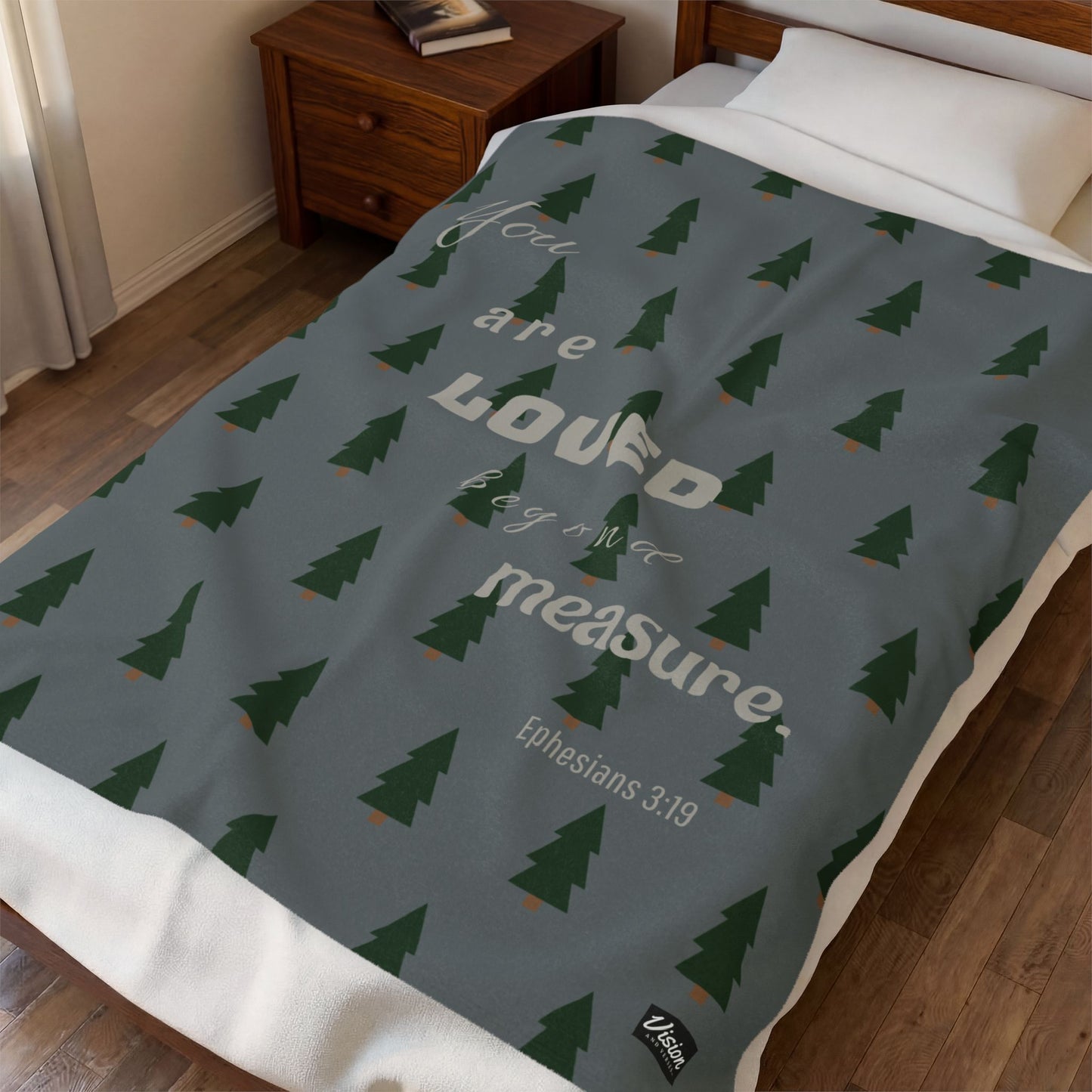 Cozy Forest Plush Blanket (Ephesians 3:19)