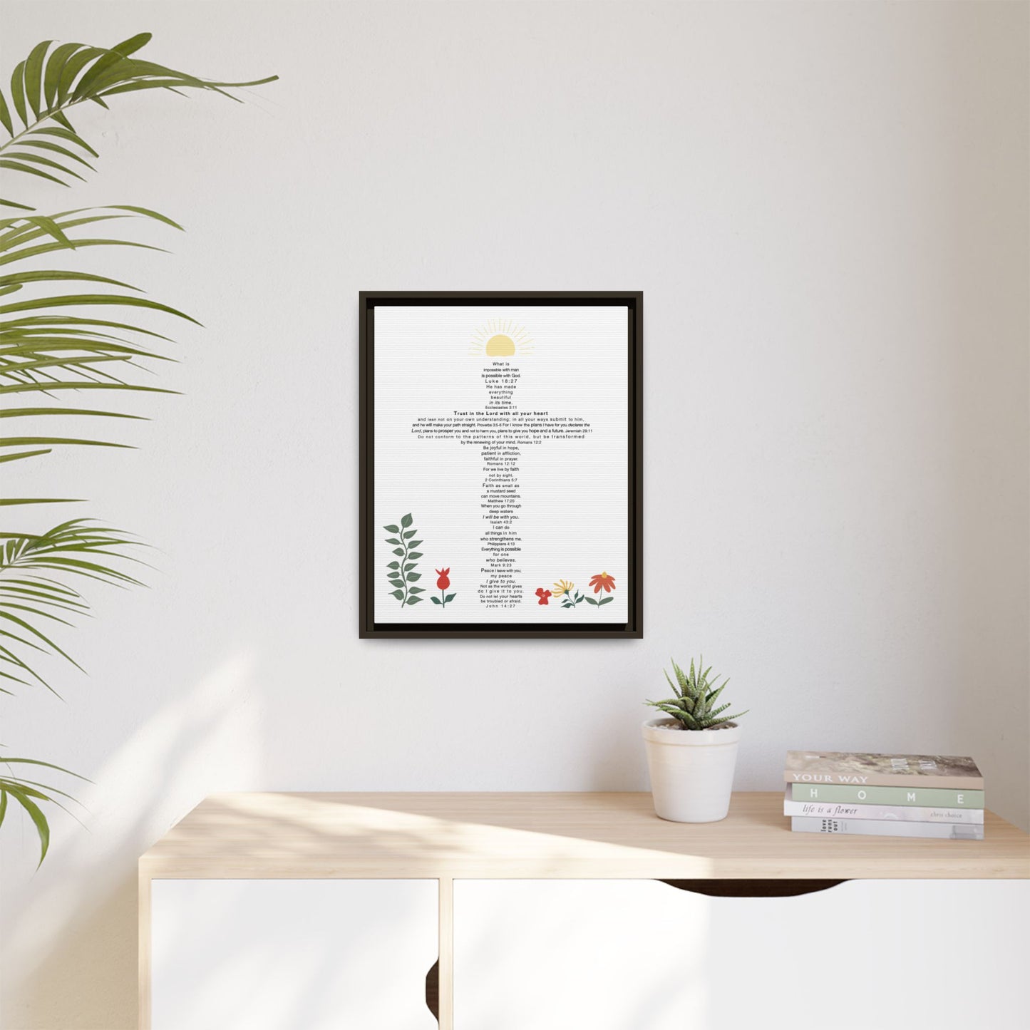 The Challenge Cross - Framed Canvas Wall Art (floral)