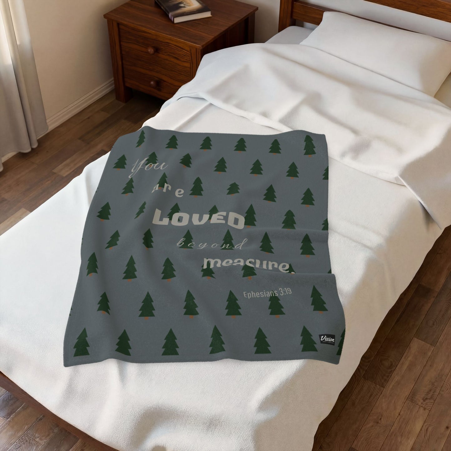 Cozy Forest Plush Blanket (Ephesians 3:19)