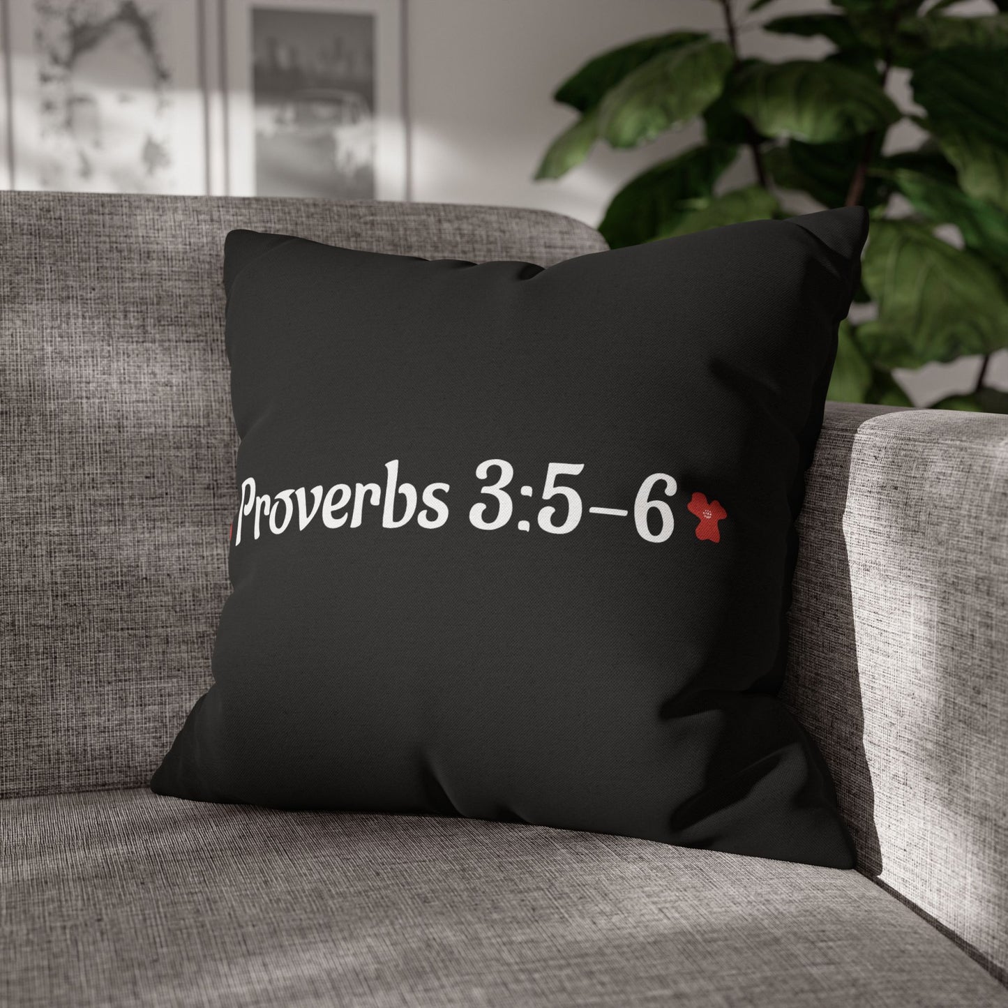 Charming Black Poppy Pillowcase (Proverbs 3:5-6)
