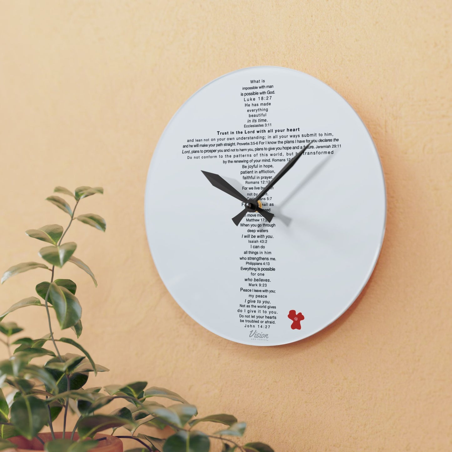 The Challenge Cross - Acrylic Wall Clock (poppy)