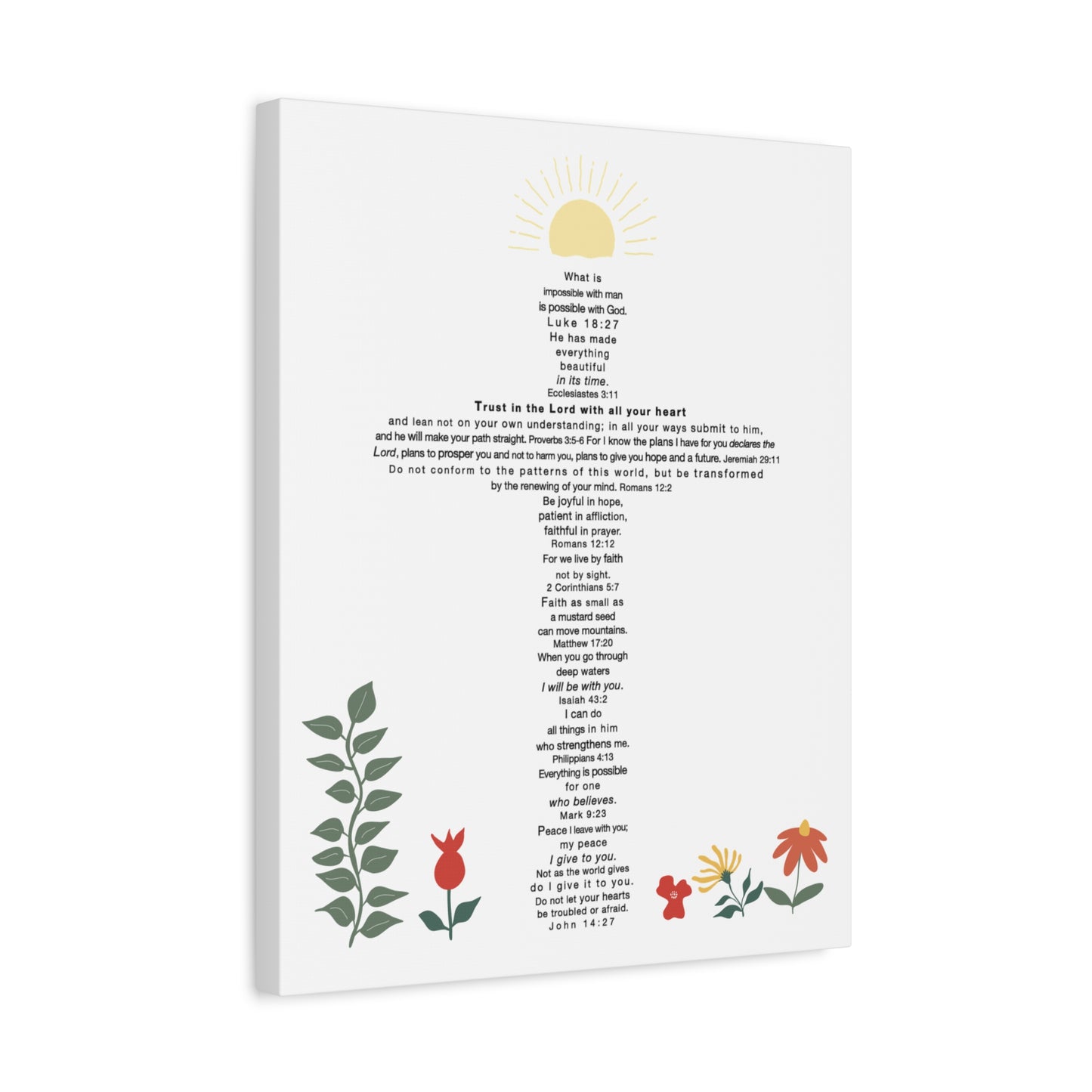The Challenge Cross - Unframed Canvas Wall Art (floral)