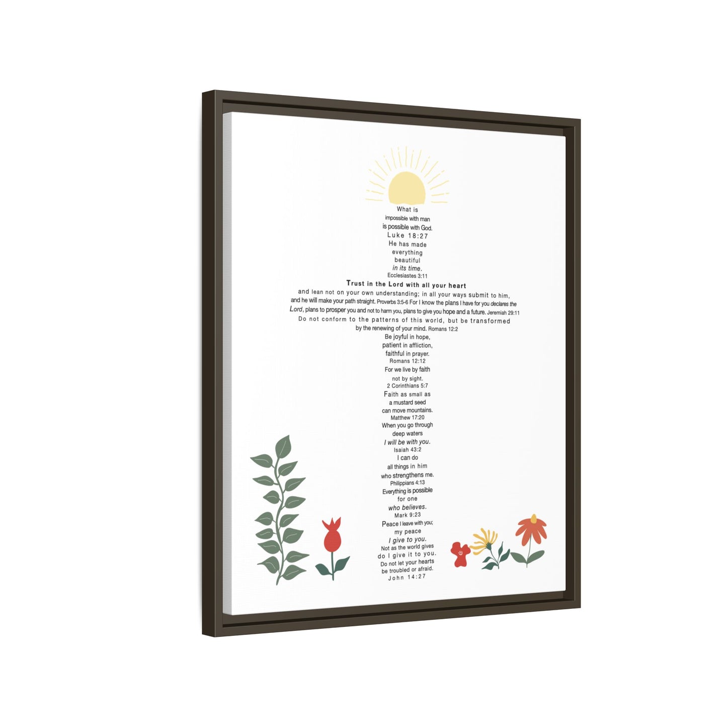 The Challenge Cross - Framed Canvas Wall Art (floral)