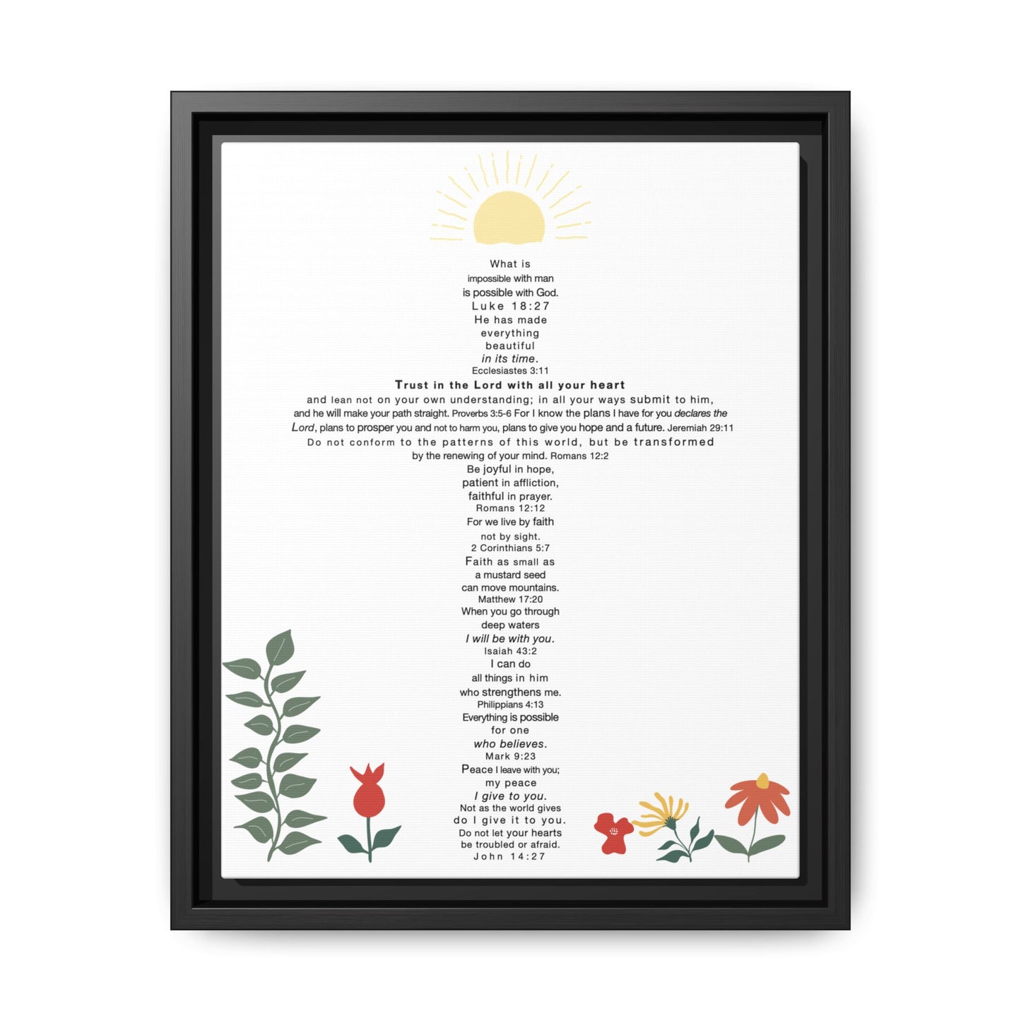 The Challenge Cross - Framed Canvas Wall Art (floral)