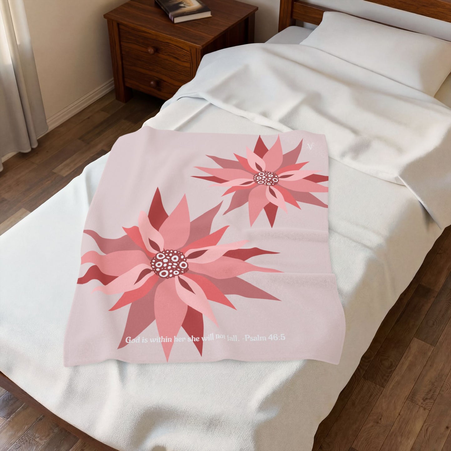 Cozy Pinwheel Petal Plush Blanket (Psalm 46:5)