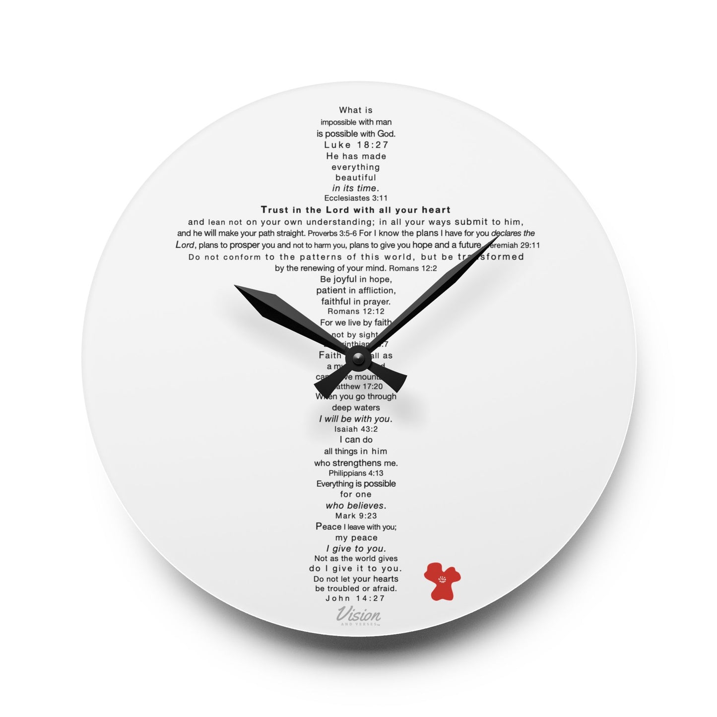 The Challenge Cross - Acrylic Wall Clock (poppy)
