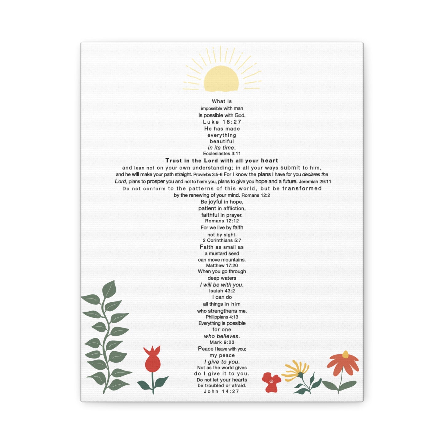 The Challenge Cross - Unframed Canvas Wall Art (floral)
