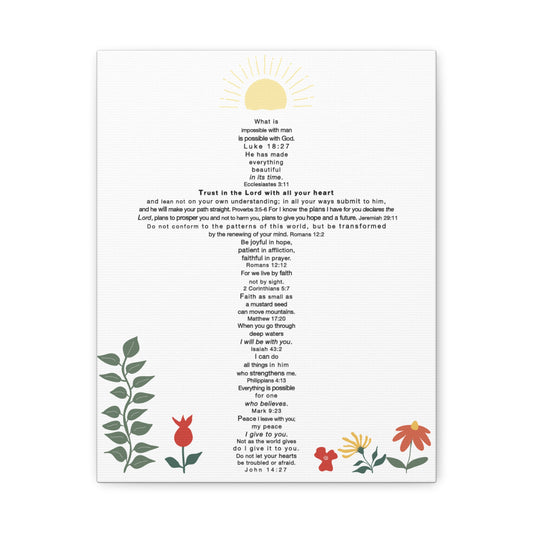 The Challenge Cross - Unframed Canvas Wall Art (floral)