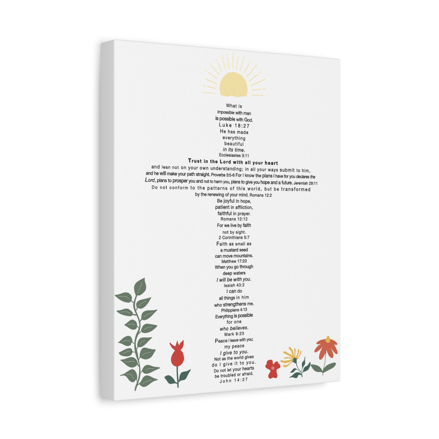 The Challenge Cross - Unframed Canvas Wall Art (floral)
