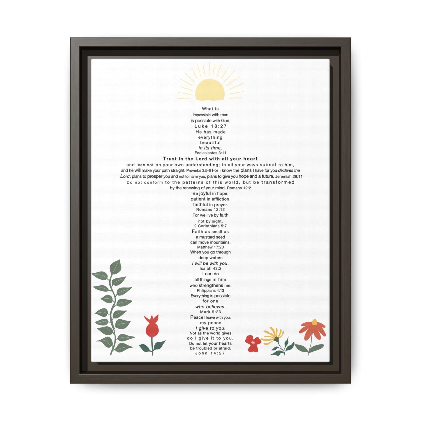 The Challenge Cross - Framed Canvas Wall Art (floral)