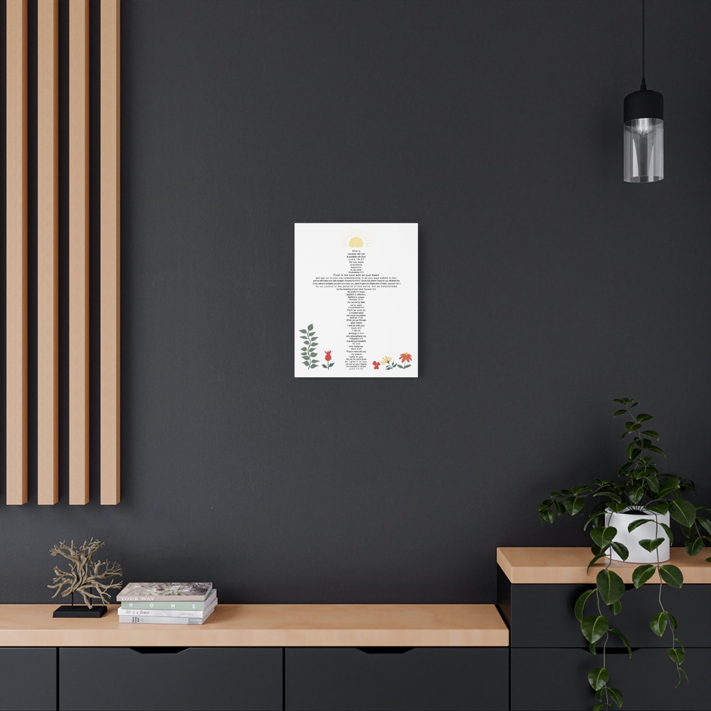 The Challenge Cross - Unframed Canvas Wall Art (floral)
