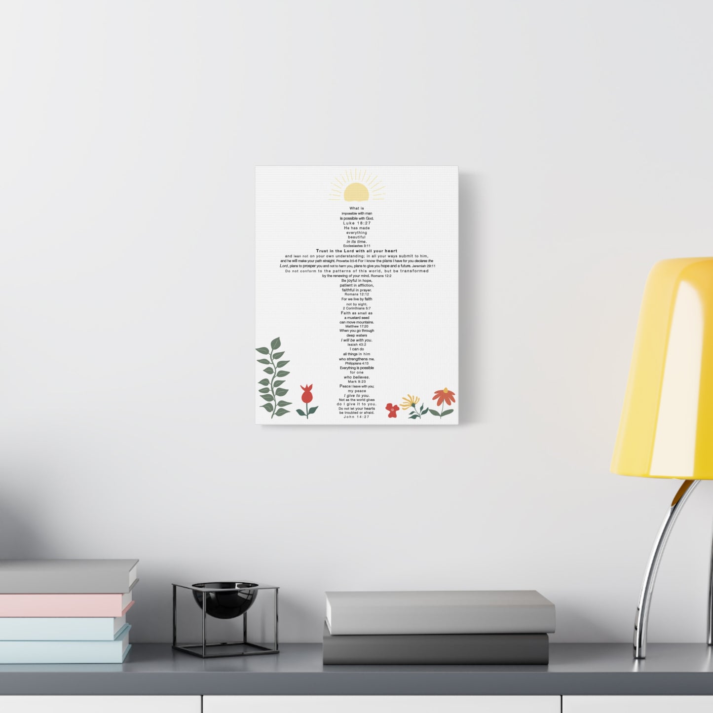 The Challenge Cross - Unframed Canvas Wall Art (floral)