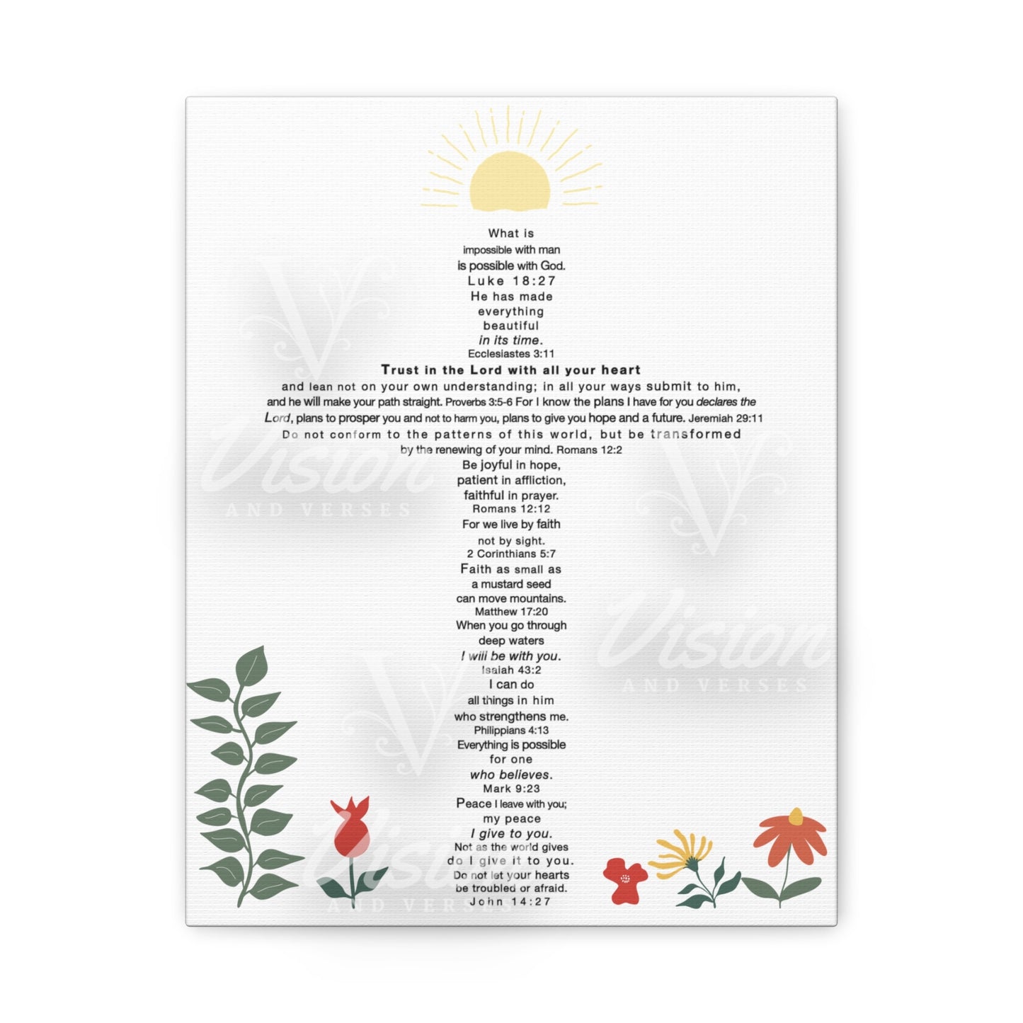 The Challenge Cross - Unframed Canvas Wall Art (floral)