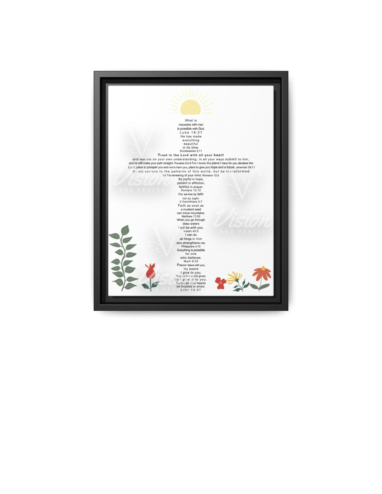 The Challenge Cross - Framed Canvas Wall Art (floral)