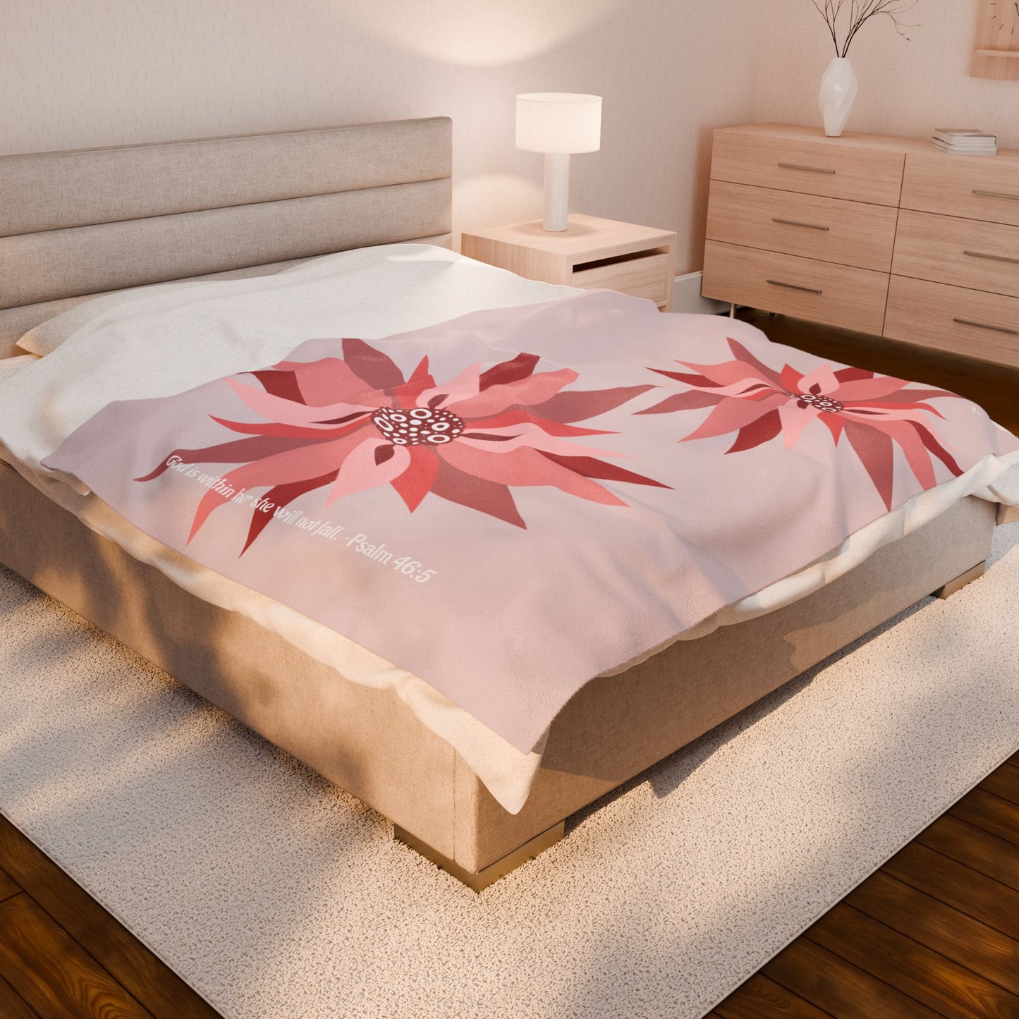 Cozy Pinwheel Petal Plush Blanket (Psalm 46:5)