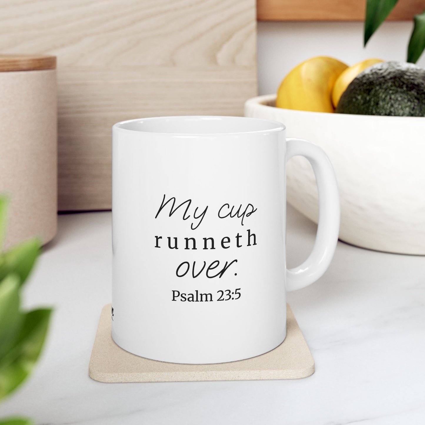 *NEW* Inspirational White Ceramic Mug (11oz, 15oz) | Psalm 23:5