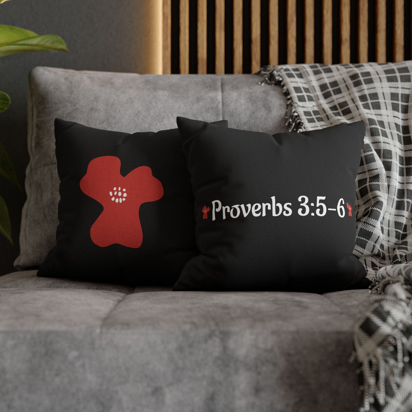 Charming Black Poppy Pillowcase (Proverbs 3:5-6)