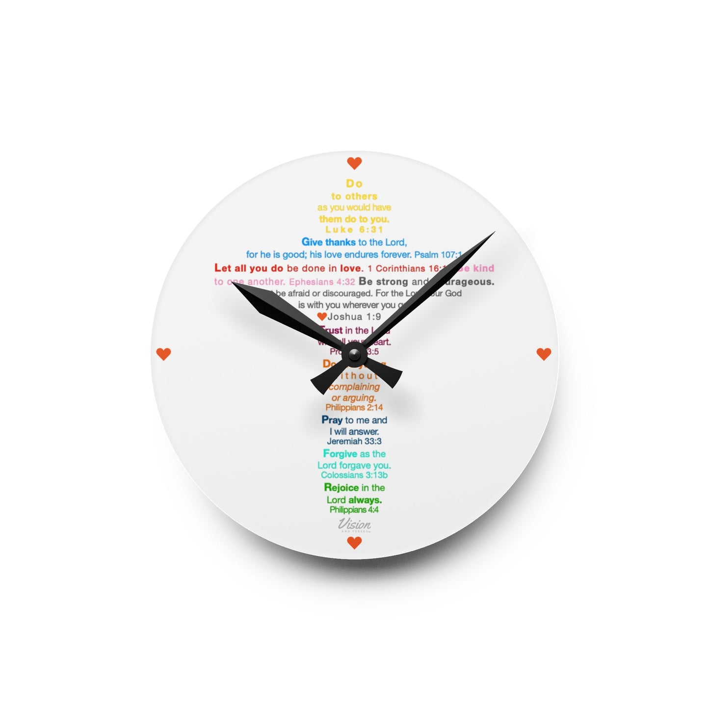 The Kids Cross - Acrylic Wall Clock (hearts)