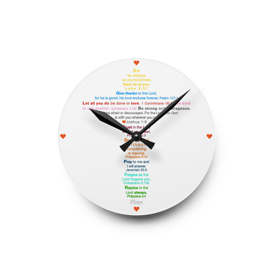 The Kids Cross - Acrylic Wall Clock (hearts)