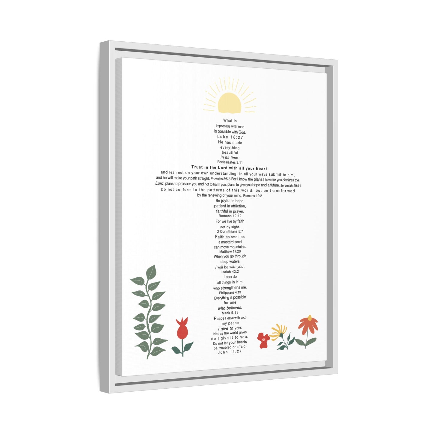 The Challenge Cross - Framed Canvas Wall Art (floral)