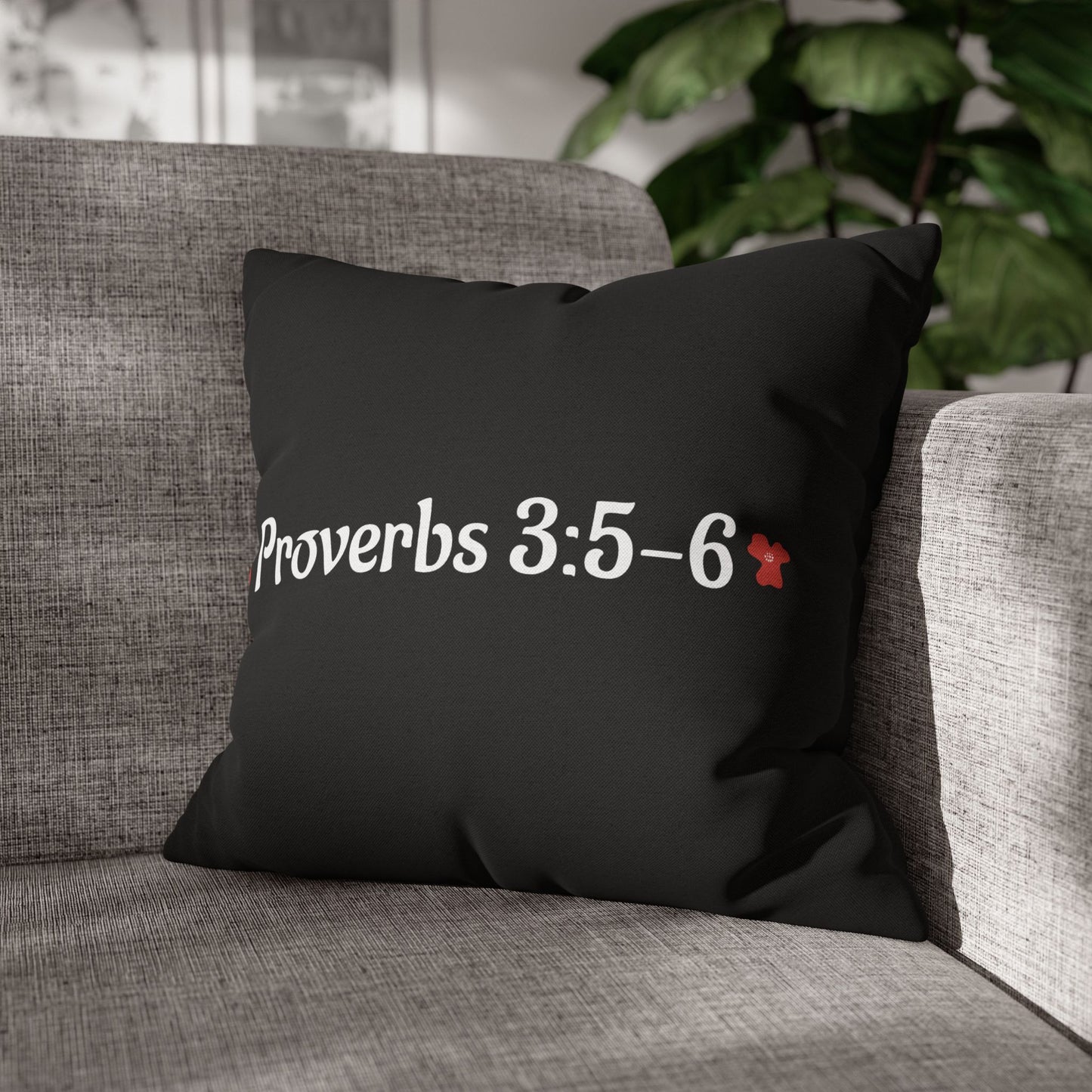 Charming Black Poppy Pillowcase (Proverbs 3:5-6)