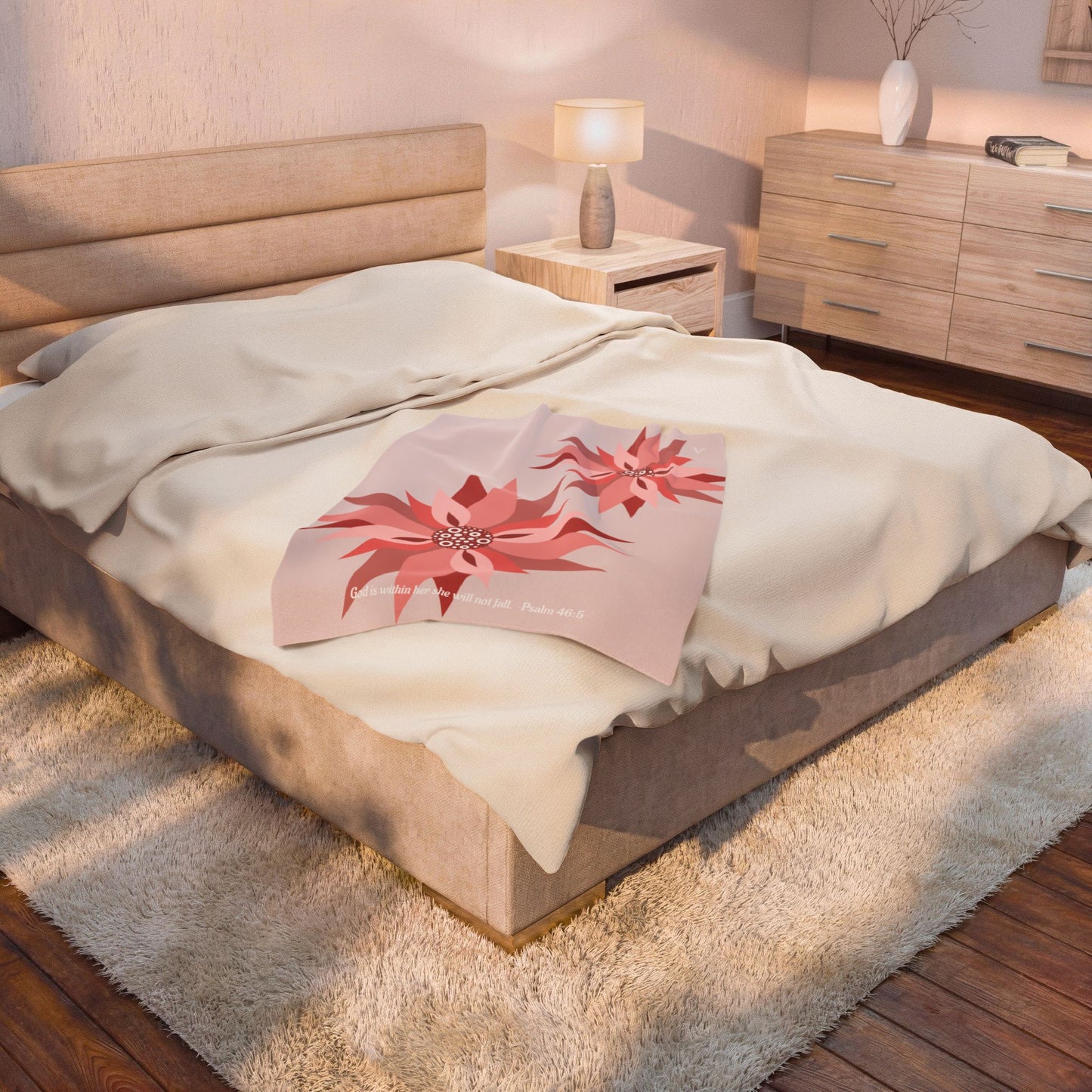 Cozy Pinwheel Petal Plush Blanket (Psalm 46:5)
