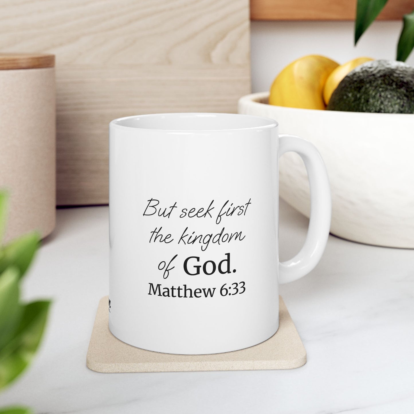 *NEW* Inspirational White Ceramic Mug (11oz, 15oz) | Matthew 6:33