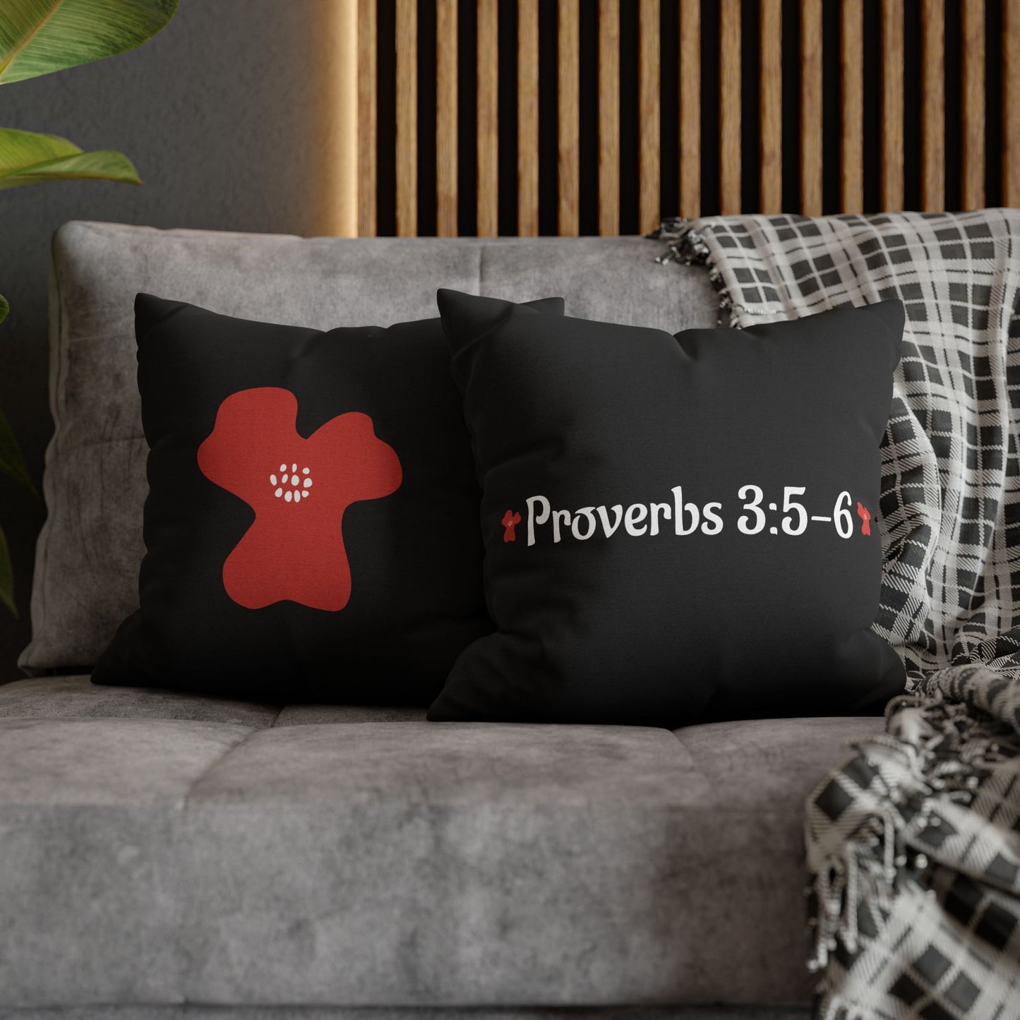 Charming Black Poppy Pillowcase (Proverbs 3:5-6)