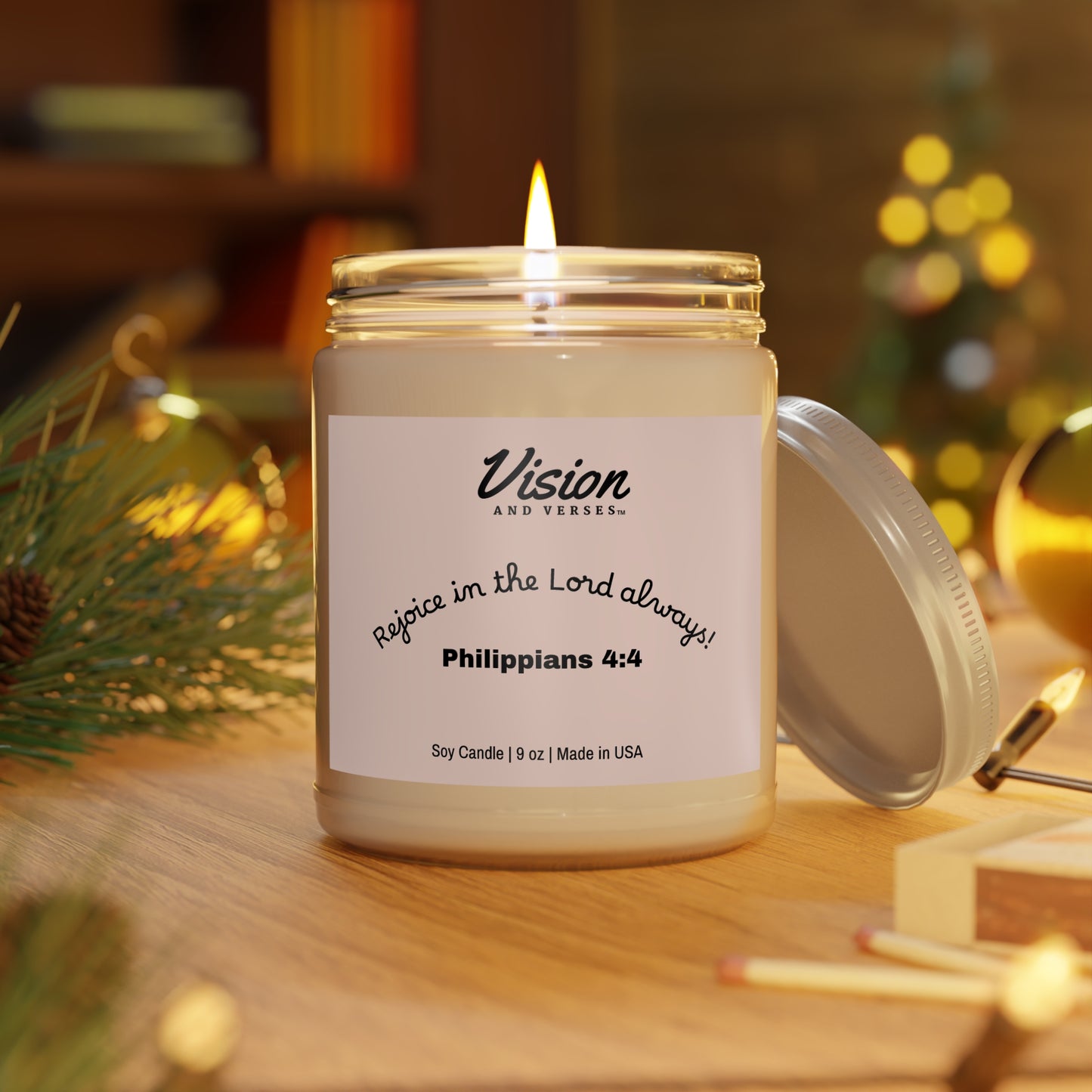 Philippians 4:4 | Scripture Scented Soy Candle (9oz)