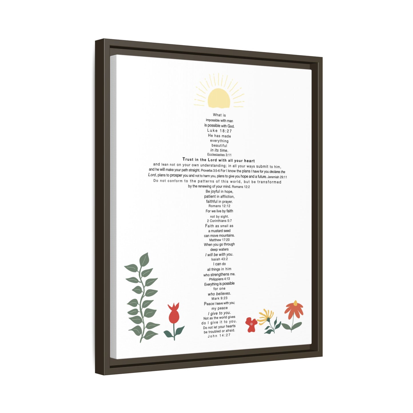 The Challenge Cross - Framed Canvas Wall Art (floral)