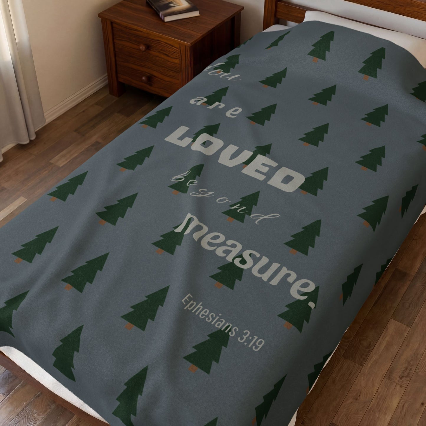 Cozy Forest Plush Blanket (Ephesians 3:19)