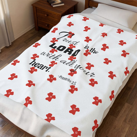 Cozy Poppy Plush Blanket (Proverbs 3:5)