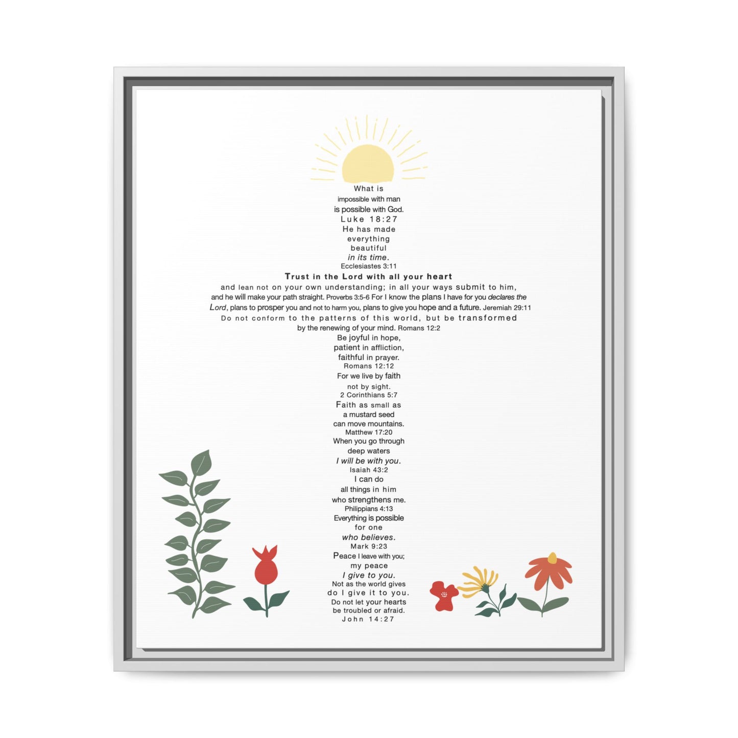 The Challenge Cross - Framed Canvas Wall Art (floral)