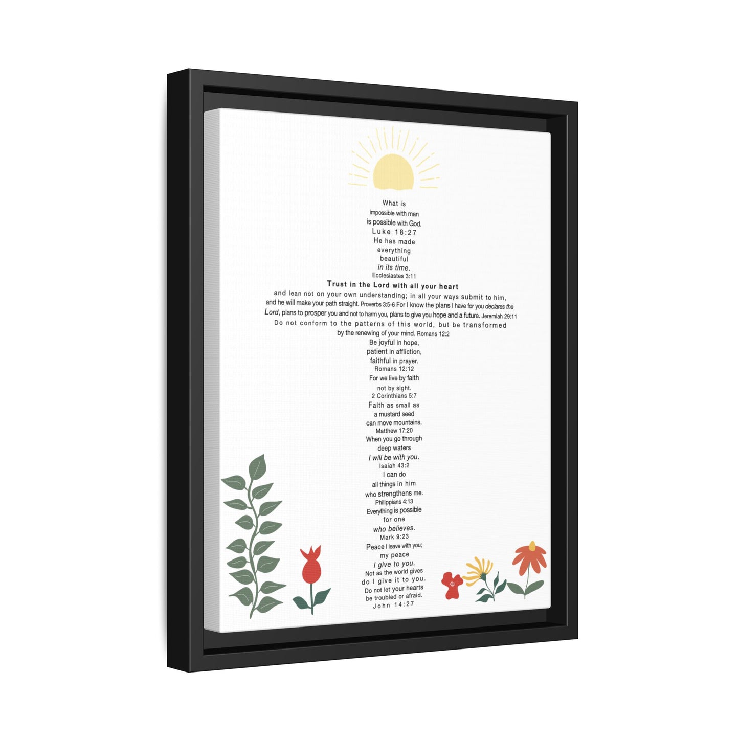 The Challenge Cross - Framed Canvas Wall Art (floral)