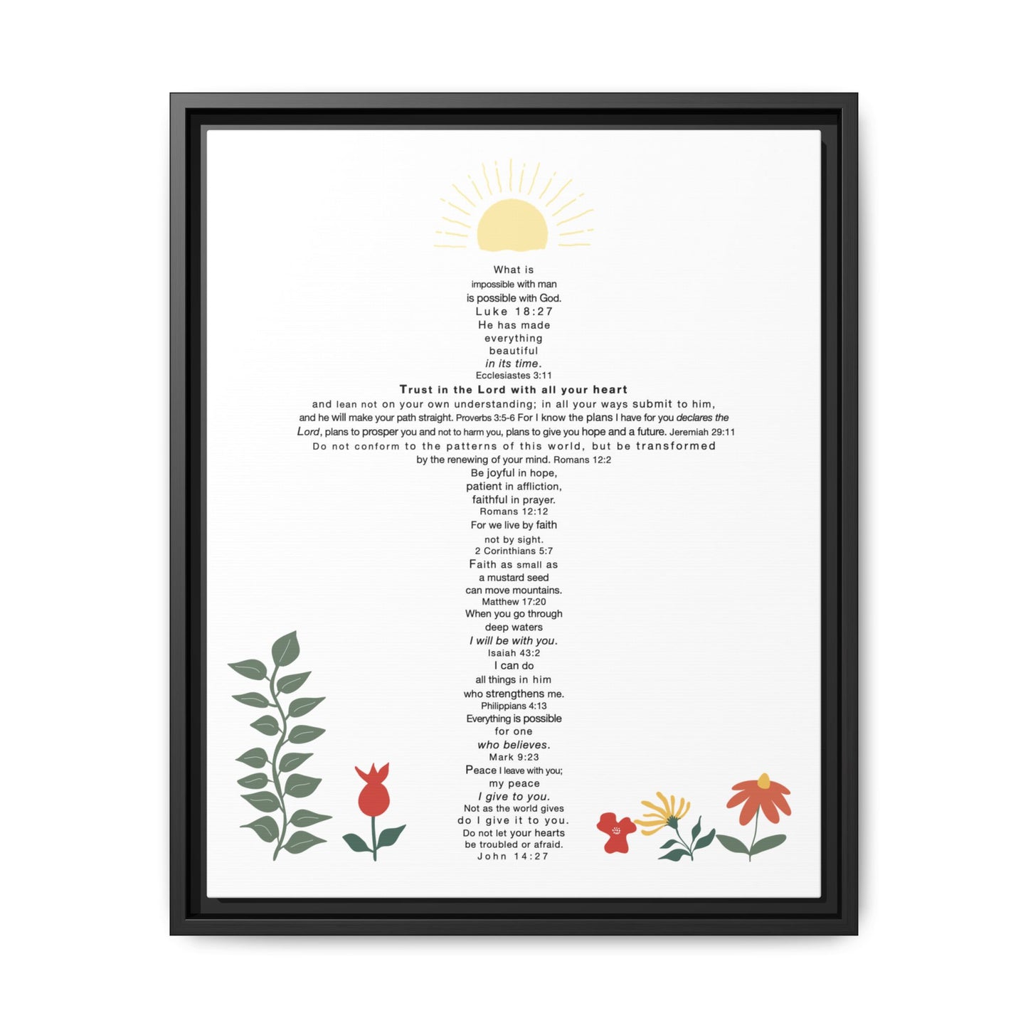 The Challenge Cross - Framed Canvas Wall Art (floral)